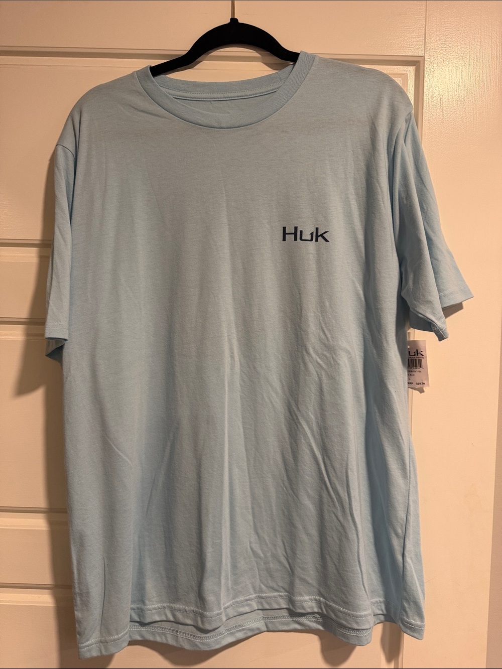 Huk Men’s Short Sleeve Crewneck T-Shirt - Pale Blue with Navy Logo
